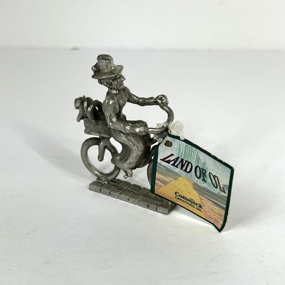 Comstock Creations Pewter Wizard of Oz Miss Gulch on Bicycle Figurine 1993